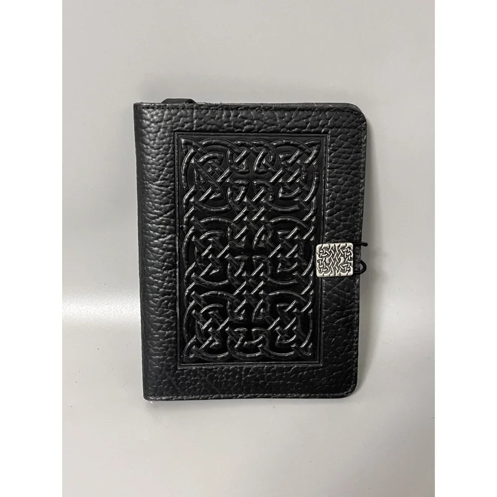 Oberon Design Black Embossed Leather Journal Book Cover 6x8